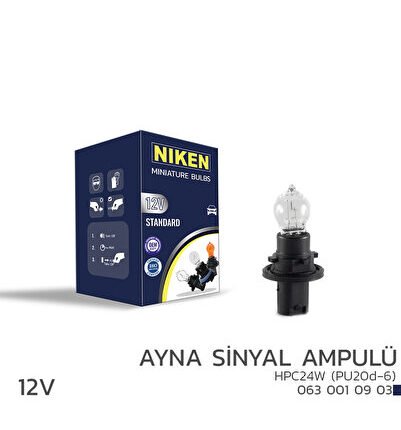 12V HPC24W AYNA SİNYAL AMPULÜ (PU20d-6)