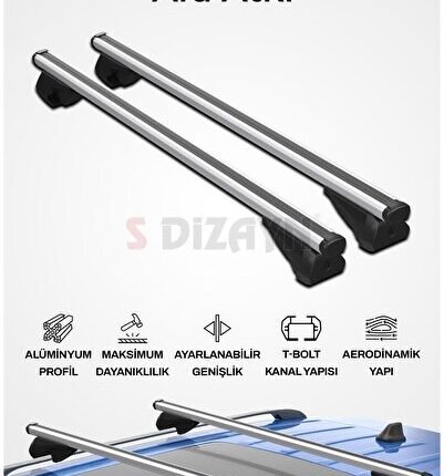 S-Dizayn VW Transporter T6 S-Bar Atlas V1 Ara Atkı Tavan Taşıyıcı Barı Gri 155 Cm 2016-2023 A+ Kalit