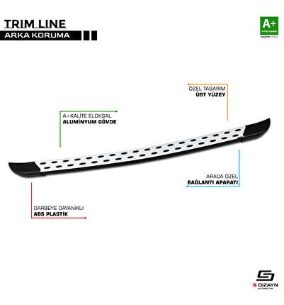 S-dizayn Ford Connect Trimline Gri Arka Koruma 2002-2008 Fo-co1-aka-tr-gr